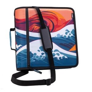 Colorful Wave Design Binder Zip-Up Organizer with Strap